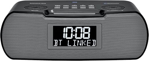 Sangean RCR-20 FM-RDS (RBDS) AM / Bluetooth / Aux-in / USB Phone Charging Digital Tuning Clock Radio with Battery Backup, Black