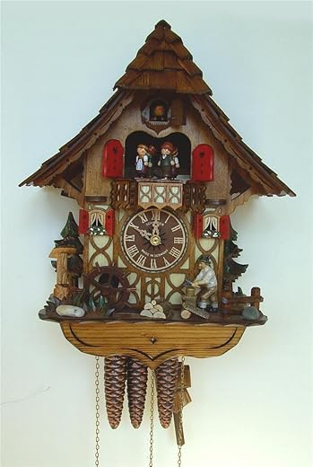 Schneider 14 Chalet Cuckoo Clock with Moving Woodchopper, Water Wheel and Dancing Children