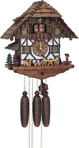 Schneider 15.5 Chalet 8-Day Movement Cuckoo Clock with Beer Drinkers