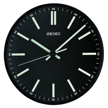 Seiko 12 Landon Round Wall Clock, Black, Quartz, Analog, QXA521JLH