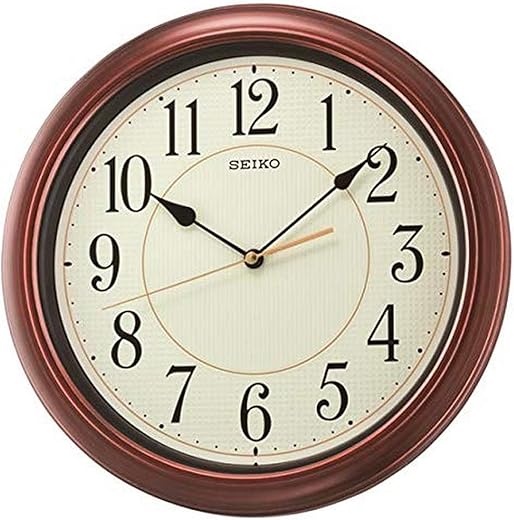 Seiko 13 Inch Numbered Wood Finish Wall Clock,Brown