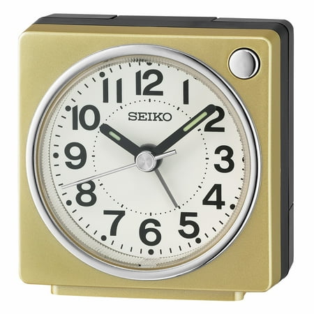 Seiko 2.6 inch Fuji Dark Beep Alarm Golden, Traditional Analog Quartz Desk Clock QHE196GLH