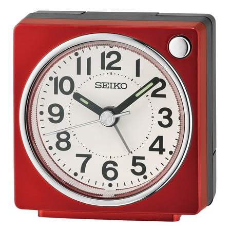 Seiko 2.6 inch Fuji Dark Beep Alarm Metallic Red Analog Quartz Traditional Desk Clock QHE196RLH