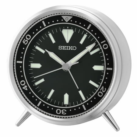 Seiko 4 inch Mai T Black Metal Case Beep Alarm Clock Arabic Quartz Analog Desktop QXE065KLH