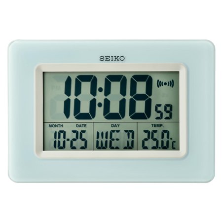 Seiko 6 Yanai Modern Digital Wall/Desktop Beep Alarm Clock, Light Blue Traditional QHL058LLH