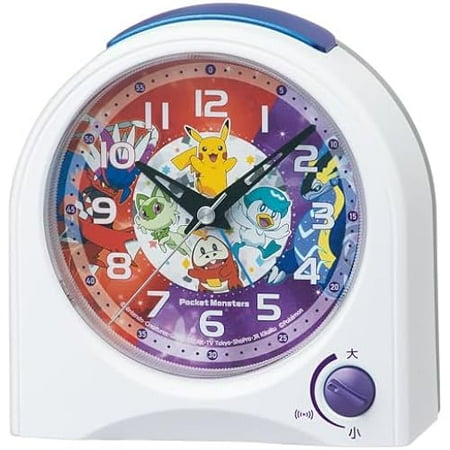 Seiko Clock Alarm Clock, Place Clock, Characters, Pokemon, White, 115 x 115 x 55mm CQ425W