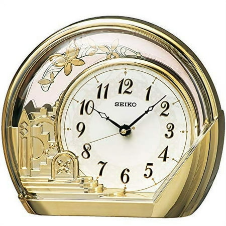 Seiko Clock Clock) table clock Golden luster Body size: 18.4 x 21.2 x 7.5 cm analog Decorative pendulum PW428G