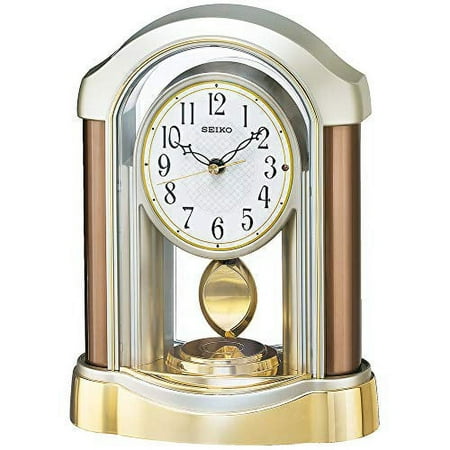 Seiko Clock Tabletop Radio Wave Analog Decorative Pendulum Light Gold Pearl BZ238B SEIKO// Movement