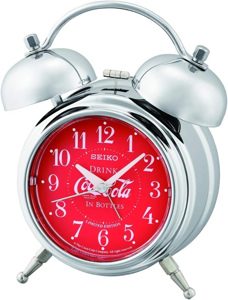 Seiko Deux Bell Bedroom Alarm Coca-Cola Clock, Red/Silver