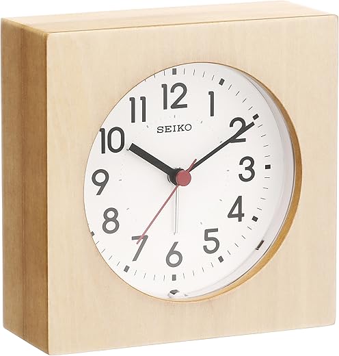 Seiko KR501A Seiko Clock Wall Clock, Dual Use, Analog Alarm, Wooden Frame, Natural Color Wood