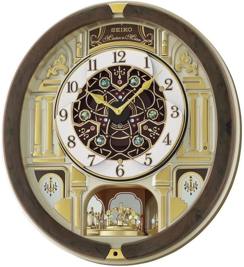 Seiko Melodies in Motion Wall Clock, Golden Chandelier