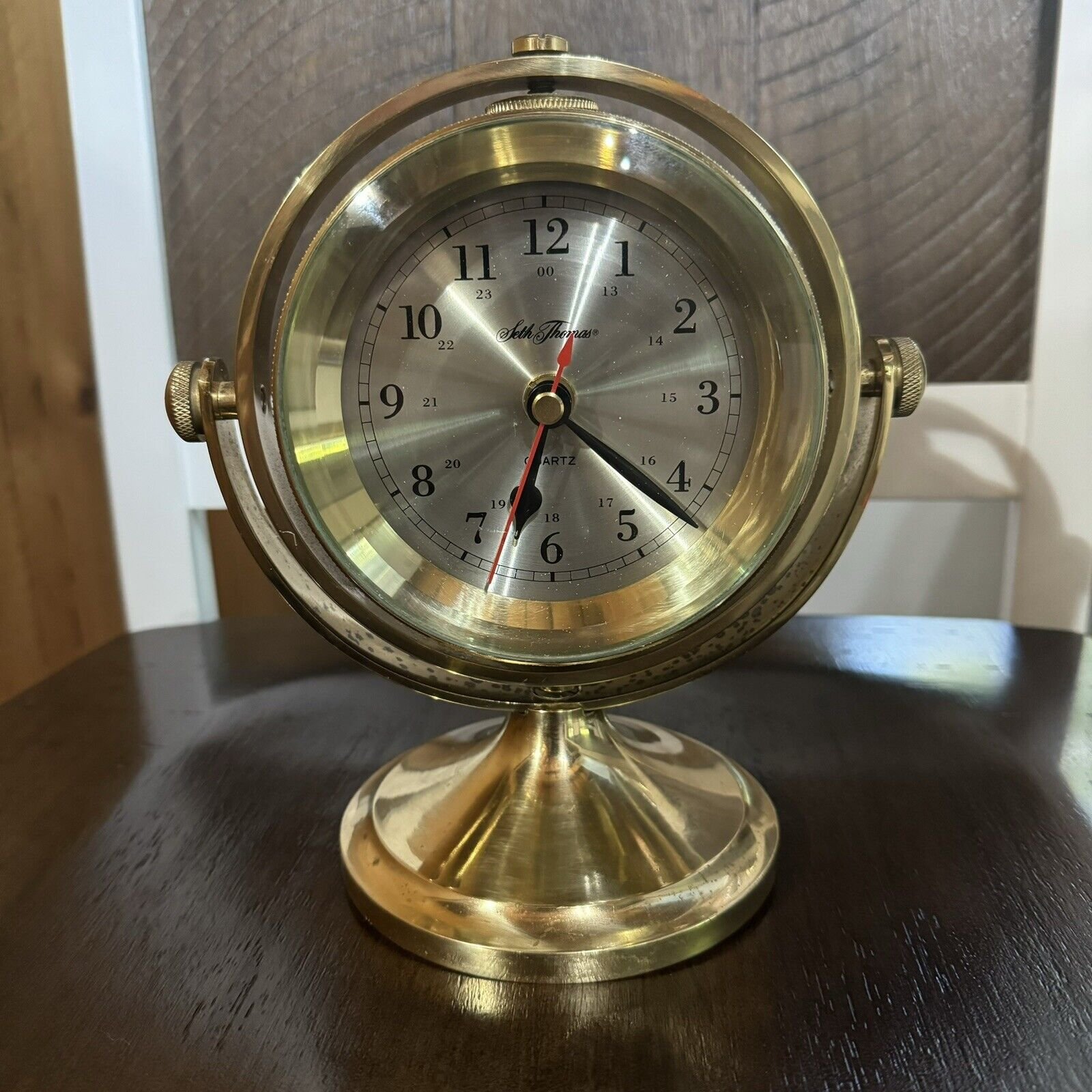 Seth Thomas Schooner Desk Clock Model 1044 Japanese Movement Nautical Gyroscope