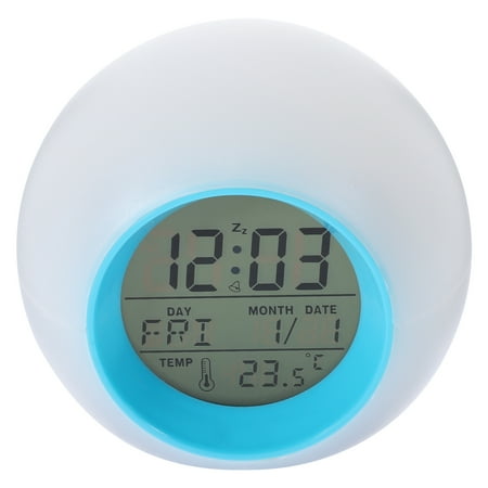 Set of 2 Electronic Clock LED Display Clocks Round Spherical Alarm for Kids Bed Side Travel