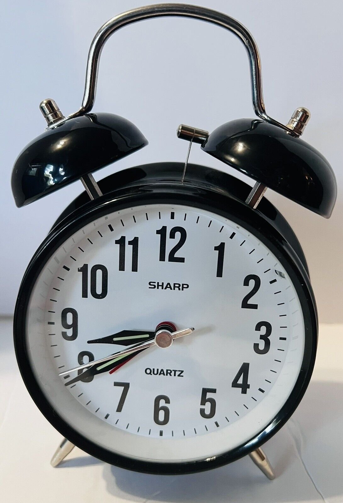 Sharp Twin Bell Quartz Analog Alarm Clock - Black