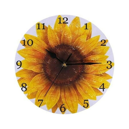 silent wall clock toddler boy room decor time to wake clock for toddlers Wooden Sunflower Wall Clock Round Battery Operated Hanging