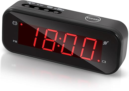 Small Digital Clock Battery Operated, LED Travel Alarm Clock Battery Powered with Snooze, Cordless, Brightness Adjustable, 12/24Hr, Easy to Use