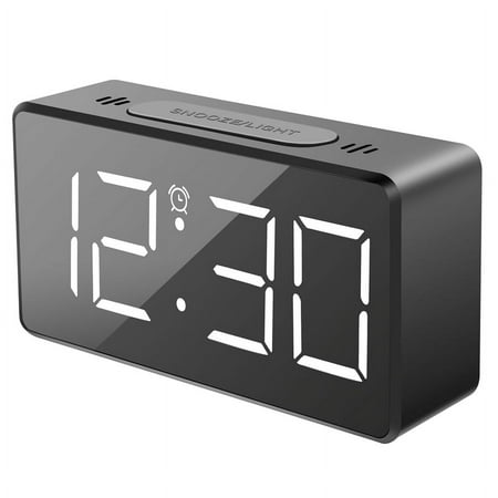 Small Mini Digital Alarm Clock for Travel with LED Time or Temperature Display, Snooze, Adjustable Brightness, Simple Operation, 12/24Hr