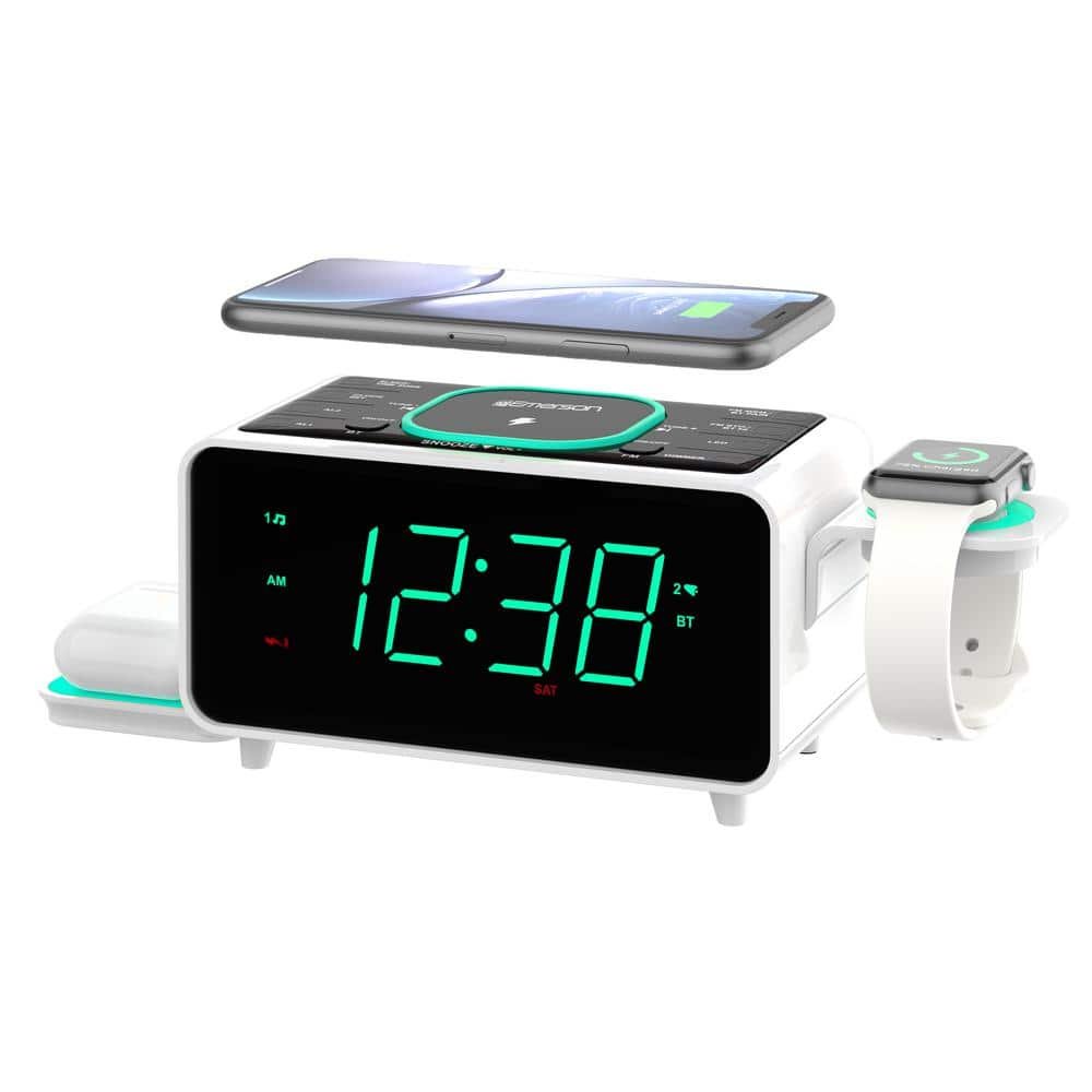 SmartSet Multiple Wireless Charging, Dual Alarm Clock Radio, Bluetooth Speaker, USB Charger,...