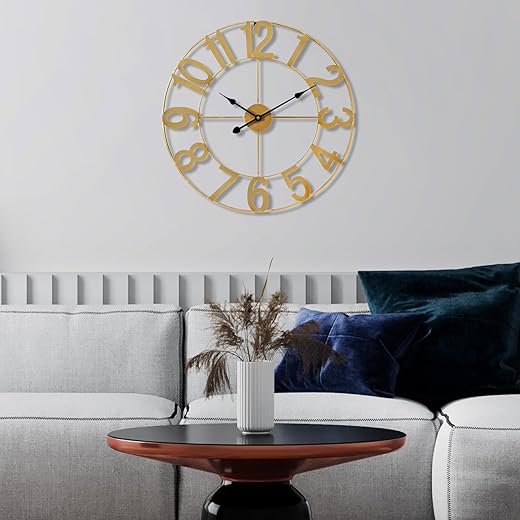 Sorbus Gold Metal Wall Clock - 16 inch Decorative Analog Wall Clock for Living Room, Kitchen - Battery Operated