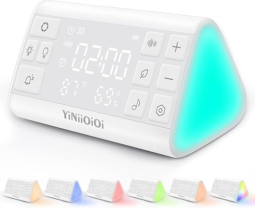 Sound Machine, White Noise Machine with Alarm Clock, 35 Soothing Sounds, 8 Wake Up Sounds, 7 Night Lights, Timer & Memory Function, Portable Sleep Sound Machine for Adults Bedroom