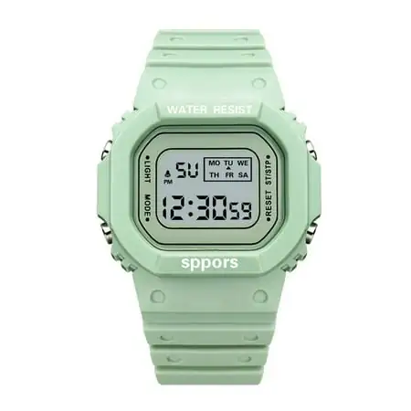 Sports Watch Boys Girls Student LED Electronic Watch Colorful Men Women Square Digital Watches Waterproof Rubber Clock Green