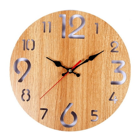 Techinal Wooden Retro Wall Clock European Artistic Style Round Hanging Clocks