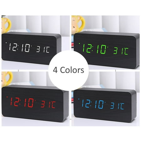 Temperature Clock LED Alarm Desk Digital Contemporary Modern Silent Electric