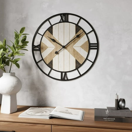 Thalia Metal Round Modern Farmhouse Wall Clock