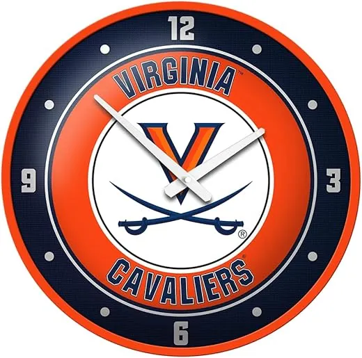 The Fan-Brand NCAA Virginia Cavaliers: Modern Disc Wall Clock - Sports Team Bar Sign Décor - Home, Dorm, Garage, Office, Fan Cave