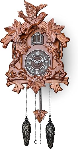 TIMEGEAR Cuckoo Clock with Night Mode, Quartz Movement and Automatic Light Sensor