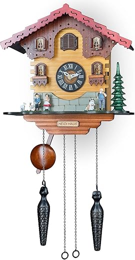 TIMEGEAR Cuckoo Wall Clock with Quartz Movement and Night Mode in Traditional German Style