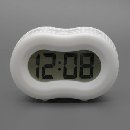 Timelink Rubber Smartlight Fashion Battery Operated Digital LCD Alarm Clock - White