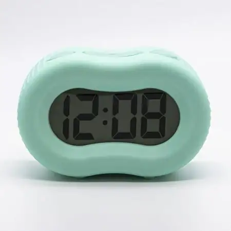 Timelink Rubber Smartlight Fashion Digital LCD Bedside or Travel Alarm Clock - Mint Green