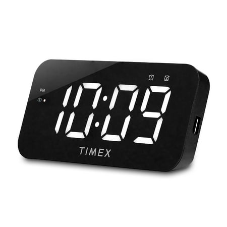 Timex Alarm Clock with USB Charger (5W) and Large Display, Digital Alarm Clock for Bedroom Includes 100-240V Universal Power Adapter (T1320)