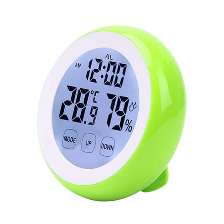 Touch screen alarm clock, round seat clock, electronic hygrometer clock-green