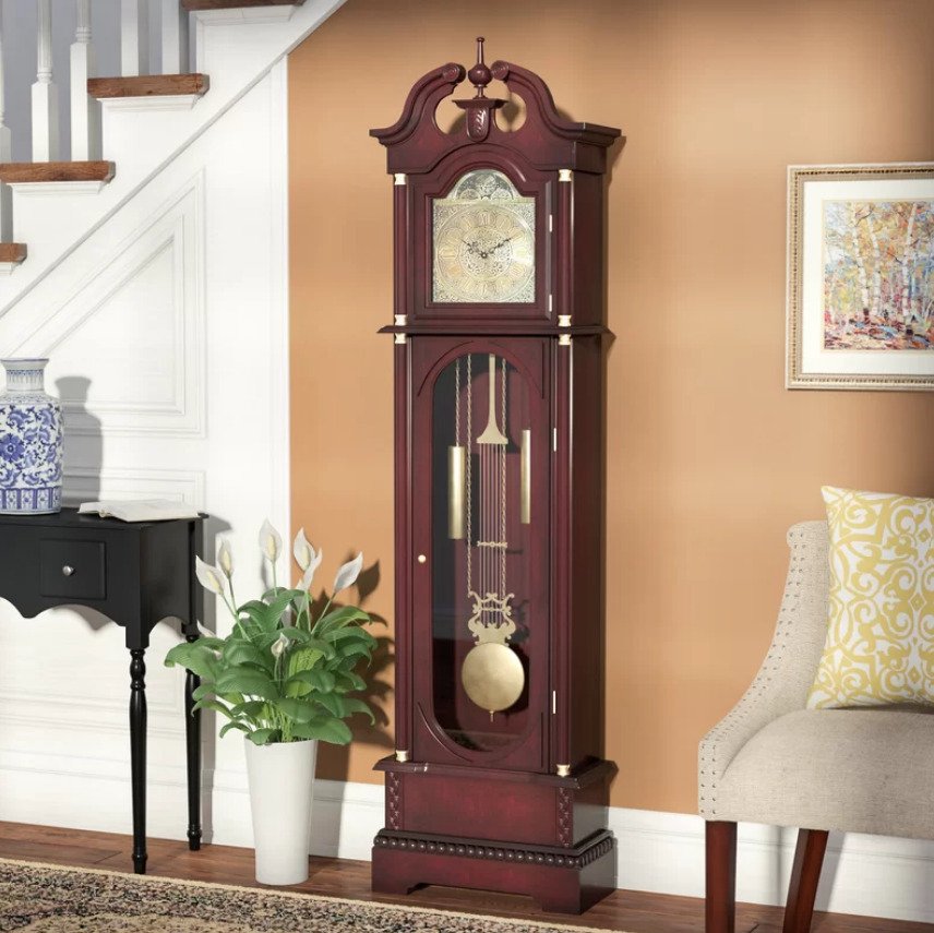 Traditional Grandfather Clock, Floor Standing, Swinging Pendulum, Roman Numerals