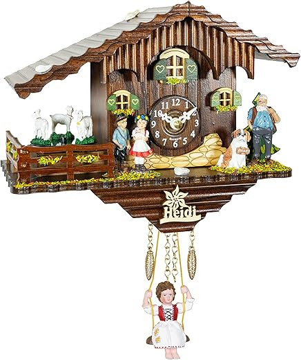 Trenkle Black Forest Clock Swiss House with Turning Goats, no Cuckoo Call