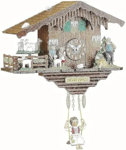 Trenkle Kuckulino Black Forest Clock Swiss House with Turning Goats, Quartz Movement and Cuckoo Chime TU 2020 SQ