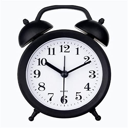 TXY Kids Alarm Clock Double Bell Clock Classic Home Cute Battery Operated Analog Mini Round Bedside Desk Alarm Clock Kid Gifts Children's Student Alarm Clock Home Decoration (Black)