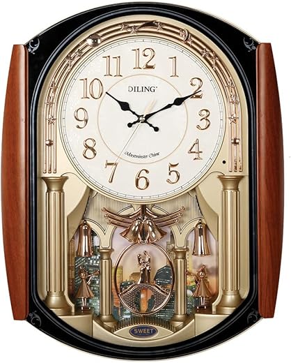 Very Large Size Melodies in Motion Wall Clock,Pendulum& Chime& Strike Clock for Living Room, Office, Home Decor & Gift (5128E)