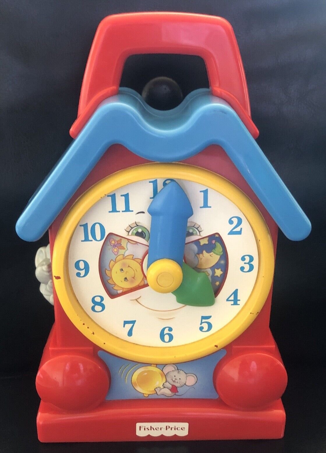 Vintage 1994 Fisher Price Wind-up Musical Clock Toy Plays Grandfather’s Clock
