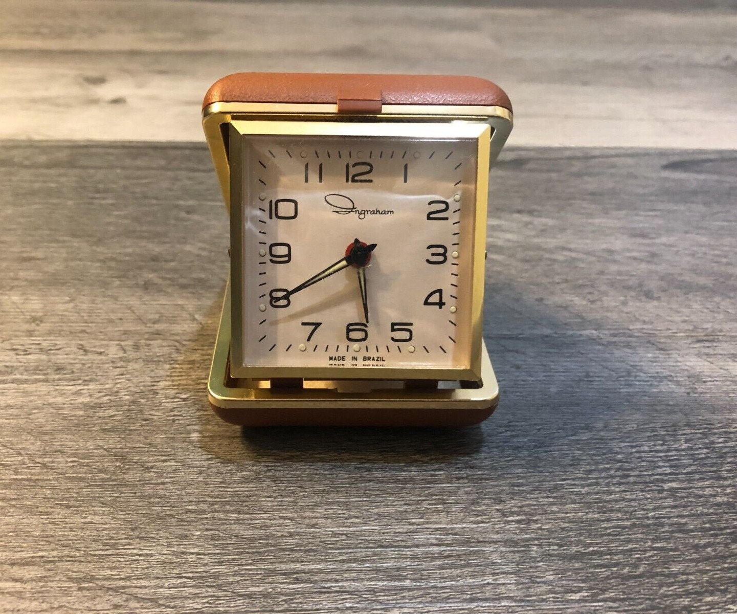 Vintage Ingraham Luminous Travel Alarm Clock Wind Up Made in Brazil Working