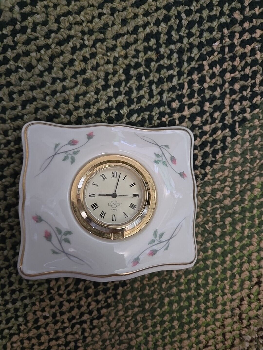 Vintage Lenox Table Clock - Rosebud (Rose Manor) Pattern FREE SHIPPING