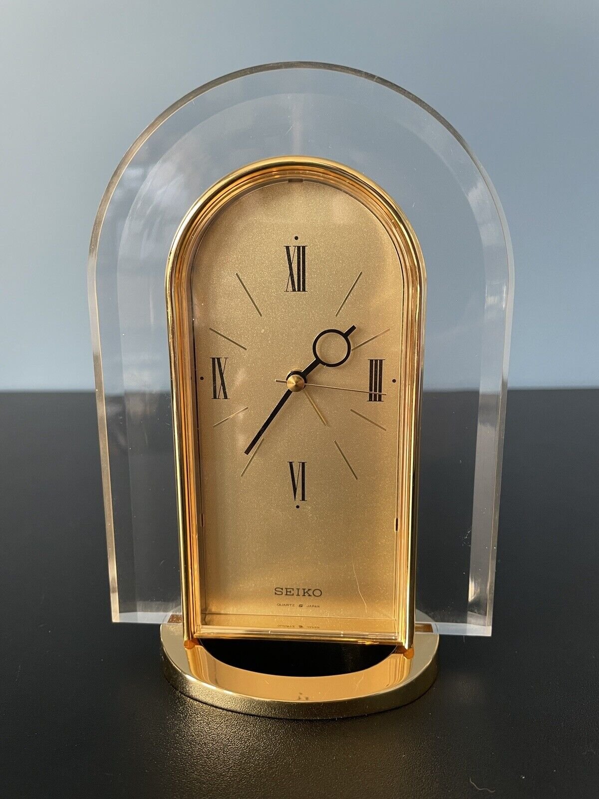 Vintage Seiko Gold Tone Shelf Mantle Alarm Clock Tested Working QEJ110G Japan