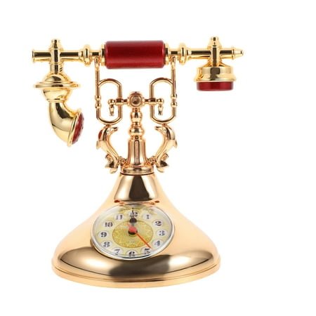 Vintage Telephone Clock Decorative Desktop Clock Unique Desktop Ornament