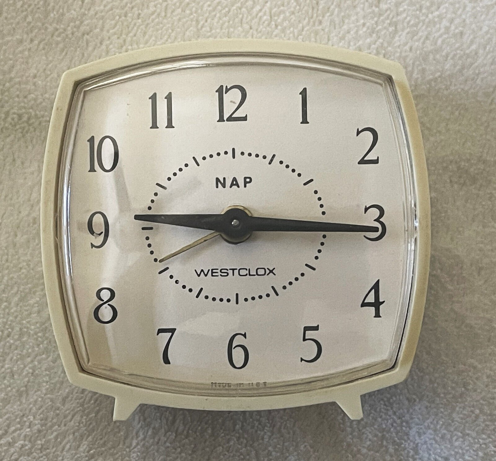 Vintage Westclox White Wind-Up Alarm Clock