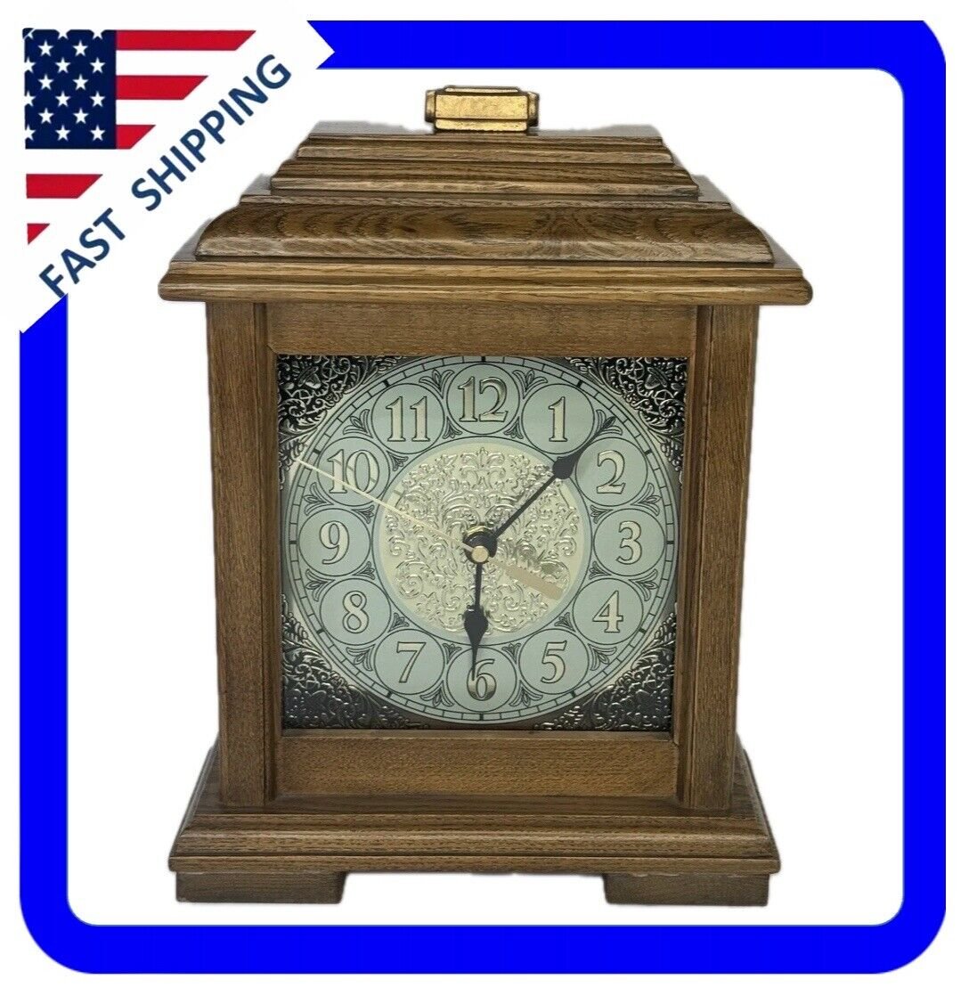 Vintage Wood Bolva Quartz Movement Westminster Chime Desk Shelf Mantle Clock