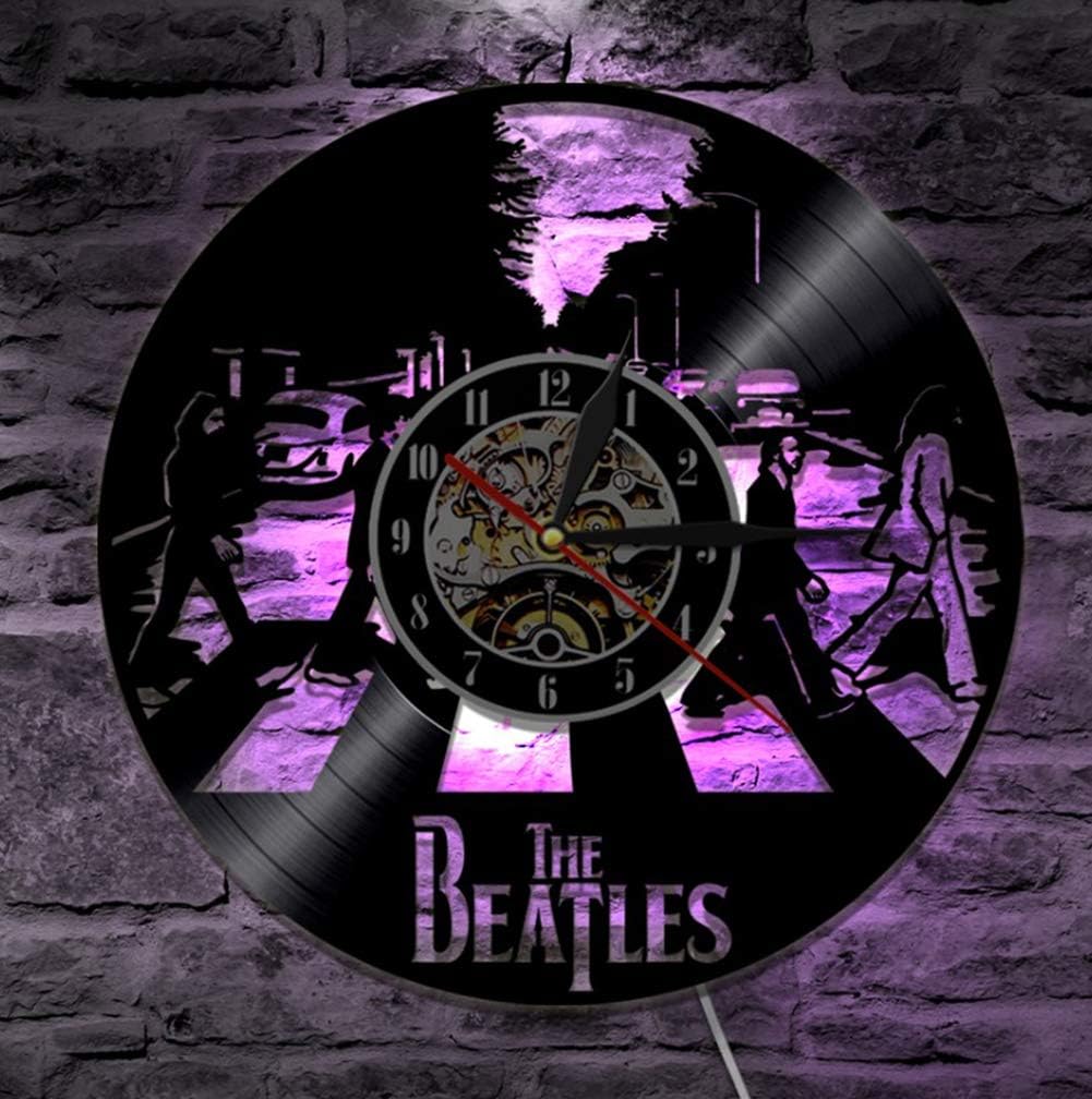 Vinyl Record Wall Clock Wall Clock for Beatles Fans. Black 12-inch Silent Wall Clock,Led Lights