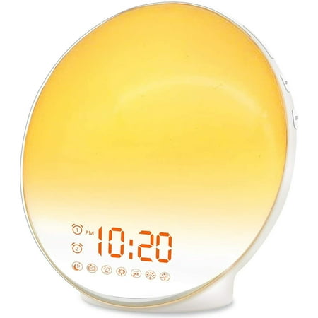 Wake Up Light Sunrise Alarm Clock with 7 Sounds Light and FM Radio