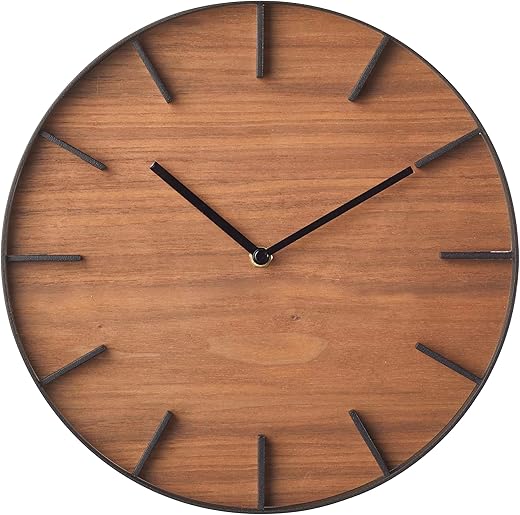 Wall Clock - Modern Wood Home Decoration Steel + Wood One Size Walnut